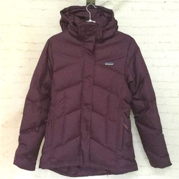 Patagonia Jackets & Blazers - PATAGONIA Women's Down with it Parka Plum Purple Hooded Puffer Coat Size Medium